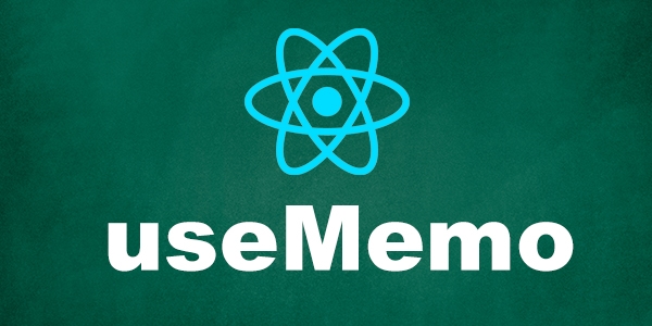 useMemo text with the React logo on a green slate background